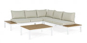 Corner living room set with white Elias cushions