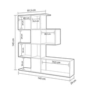 Bookcase shelf 4 levels 9 compartments white and oak 145x29xh.145 cm(D2306KTL145M011)