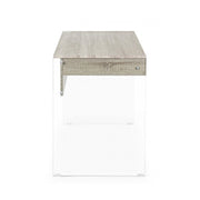 Armos design desk in natural wood 1 drawer and glass legs 110x55x 76h cm