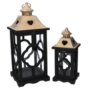 Wooden lantern 1-2 black cm21x21h50