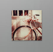 Glass print 70x70 cm with multicolored canvas