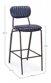 DEBBIE blue leatherette vintage bar stool 44x51x h100 cm