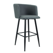 Gray Faux Leather Limin Stool with Matte Black Legs - 100cm x 54cm x 55cm