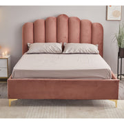 Artu Pink Upholstered Storage Bed with Embellished Headboard and Included Bed Base 160x190 cm