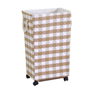 Rectangular taupe fabric basket with wheels cm40x30h70