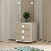 Bedside table 46x46x60h worn white 3 drawers