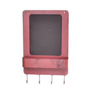 Bristol red metal blackboard with shelf and 4-seater hanger cm35x57,5x7