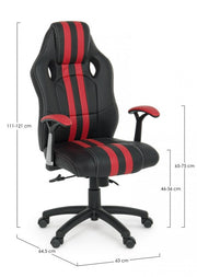 Office armchair with red leatherette Spider armrests