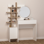 White Mup dressing table with oak open compartments