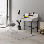 Leila White Desk with Anthracite Details and Drawer - 101cm H x 60cm D x 110cm W