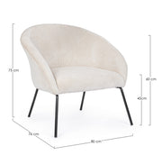 Aiko Velvet white velvet metal armchair 80 x 76 x 75 cm