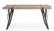 Steel console with wooden top BLOCKS 153x44 h76 cm