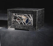 Coffee table top and base in black wood 45x60x43h cm