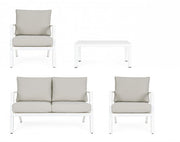 4-piece outdoor set Harley lounge with white cushions