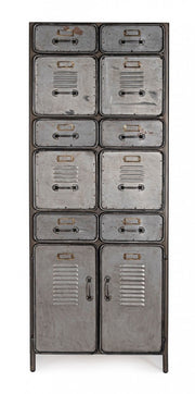 Store chest of drawers with 2 doors and 10 industrial style drawers cm 169h