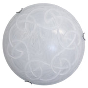 Ceiling Lamp 2xE27 with Hooks in Chrome and White Scratched Glass.