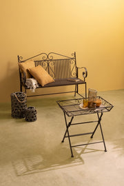 Rustic coffee table in brown rectangular metal Melanie