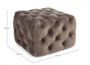 Pouf in dove gray velvet EVAN S 62x62x h46 cm
