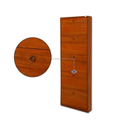 Slim shoe cabinet in melamine wood 5 flaps antique walnut h.180x65x15 cm