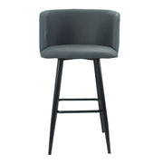 Gray Faux Leather Limin Stool with Matte Black Legs - 100cm x 54cm x 55cm