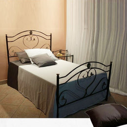 Double bed in wrought iron with footboard Black Gold GINESTRA 140x202x h131.5 cm