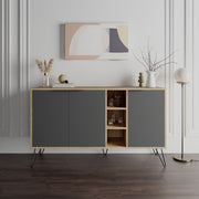 Clara sideboard oak oak 3 anthracite doors 142x35.5x83h