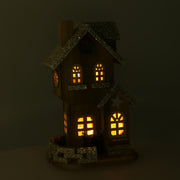 Wooden house with natural led cm19x14h31