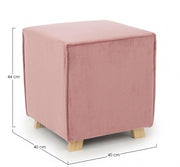ADELINE antique pink vintage velvet pouf 40x40x h44 cm