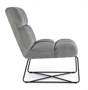 Lizzie armchair in gray velvet with metal legs