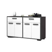 Multipurpose sideboard with four doors and two drawers White Gray TRUVA 140x40x h78 cm