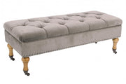 Beige container bench in classic style velvet