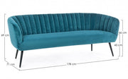 Peacock blue 3 seater sofa