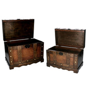 Rectangular brown wooden trunk