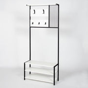 White Nomad Entry Shelf with 5 Coat Hooks L 78 x W 30 x H 182 cm