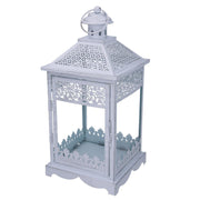 Metal lantern 1-3 matt white silver squared cm24x24h52,5
