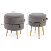 Set 2 Storage stool with velvet effect Pavlina Dark Gray