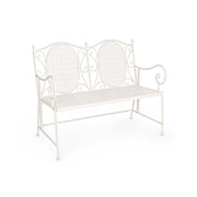 Two-seater folding bench in white steel EMILY 115x60x h92 cm