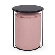 Annika modern coffee table-pouf combined set in antique pink