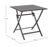 Folding outdoor table in anthracite aluminum ELIN 70x70x h71 cm
