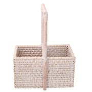 Rectangular white algarve rattan bottle holder 2 places cm24,5x14,5h13/31