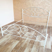 Wrought iron double bed with white silver footboard NARCISO 170x202x h131.5 cm