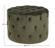 Vintage green velvet pouf cm 60 x 42 h