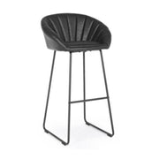 Jacky vintage black industrial bar stool in eco-leather