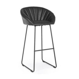 Jacky vintage black industrial bar stool in eco-leather