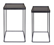 Set of 2 Zeina rectangular black steel coffee tables