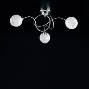 Ceiling lamp in polished chromed iron with white glass 3 lights 60xh.24 cm