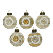 Assorted Christmas balls with carved decoration Ø6 cm