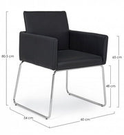 Chair with armrests in imitation leather Black SIXTY 60x54x h80.5 cm