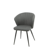 Dark Grey Krid Upholstered Chair with Black Metal Legs 44x41x82 cm