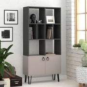 Bene bookcase with anthracite dove gray doors